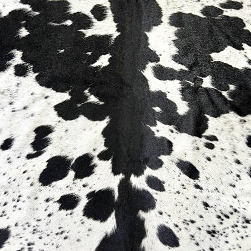 Large Black and White Cowhide Rug Size 6.2 x 7.2 ft ---5369Q