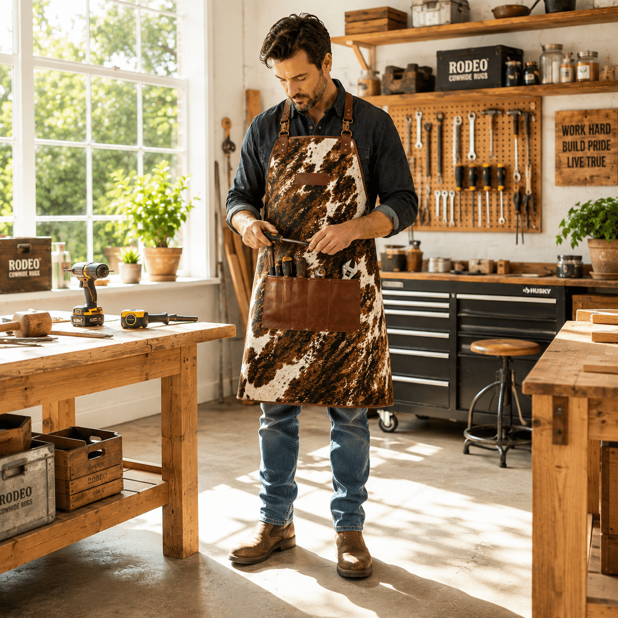 Artistic Genuine Cowhide Leather Apron