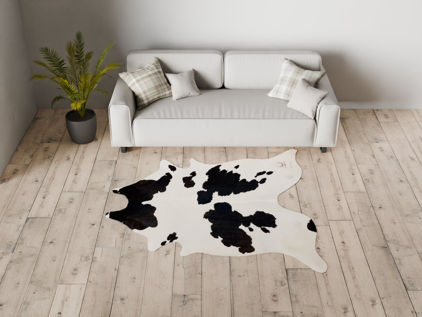 Black and White Cowhide Rug Size 6.6x6 ft---4673 - Rodeo Cowhide Rugs