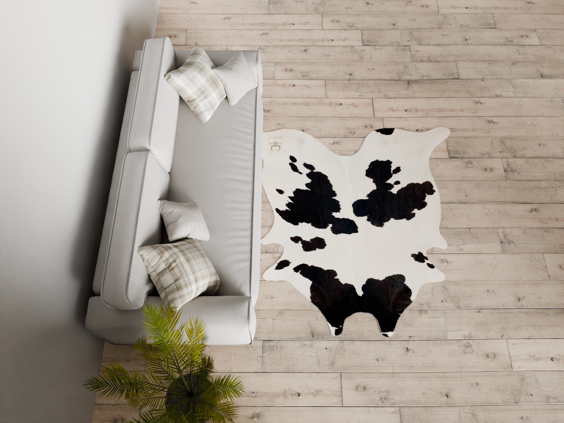 Black and White Cowhide Rug Size 6.6x6 ft---4673 - Rodeo Cowhide Rugs