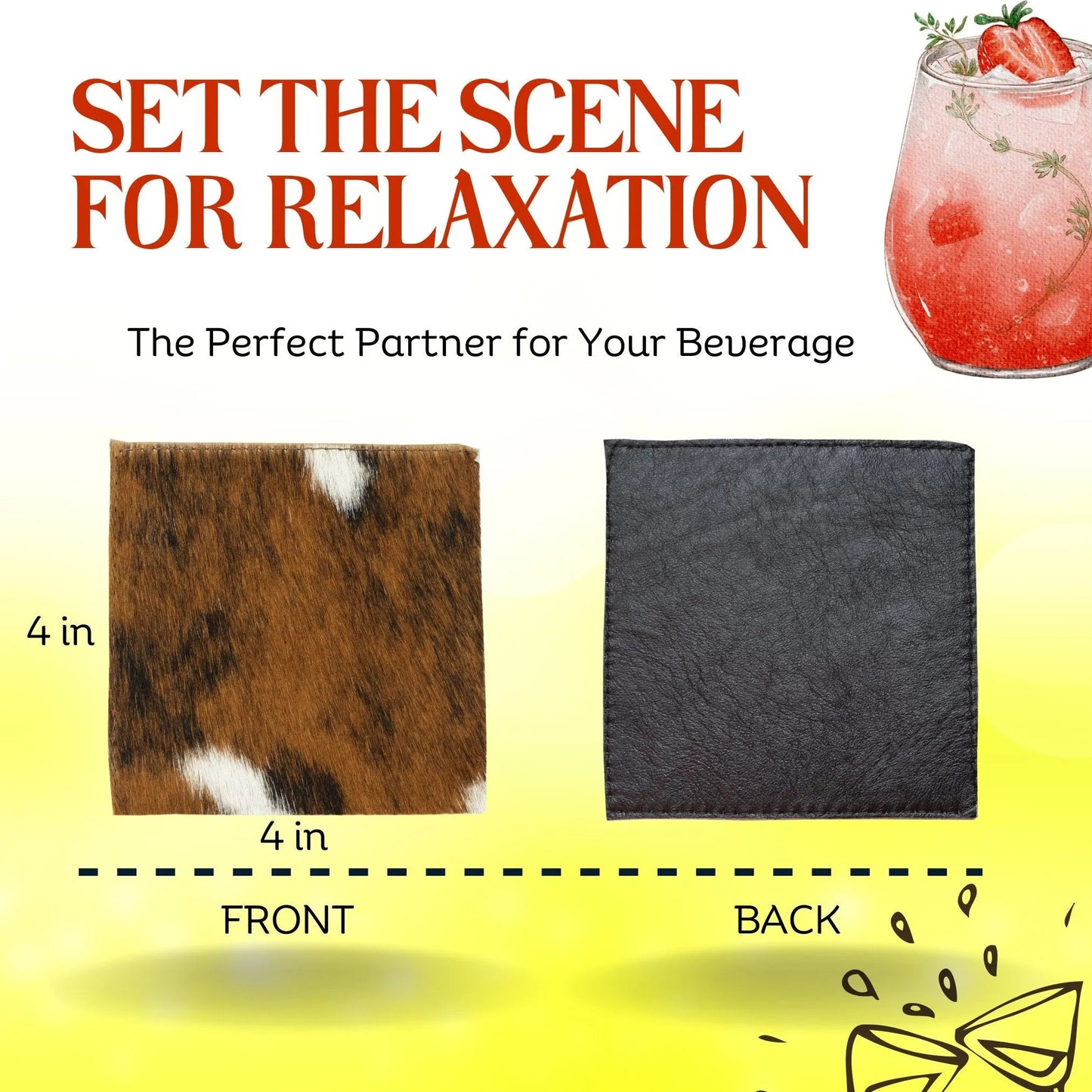 Cowhide Coaster Sets