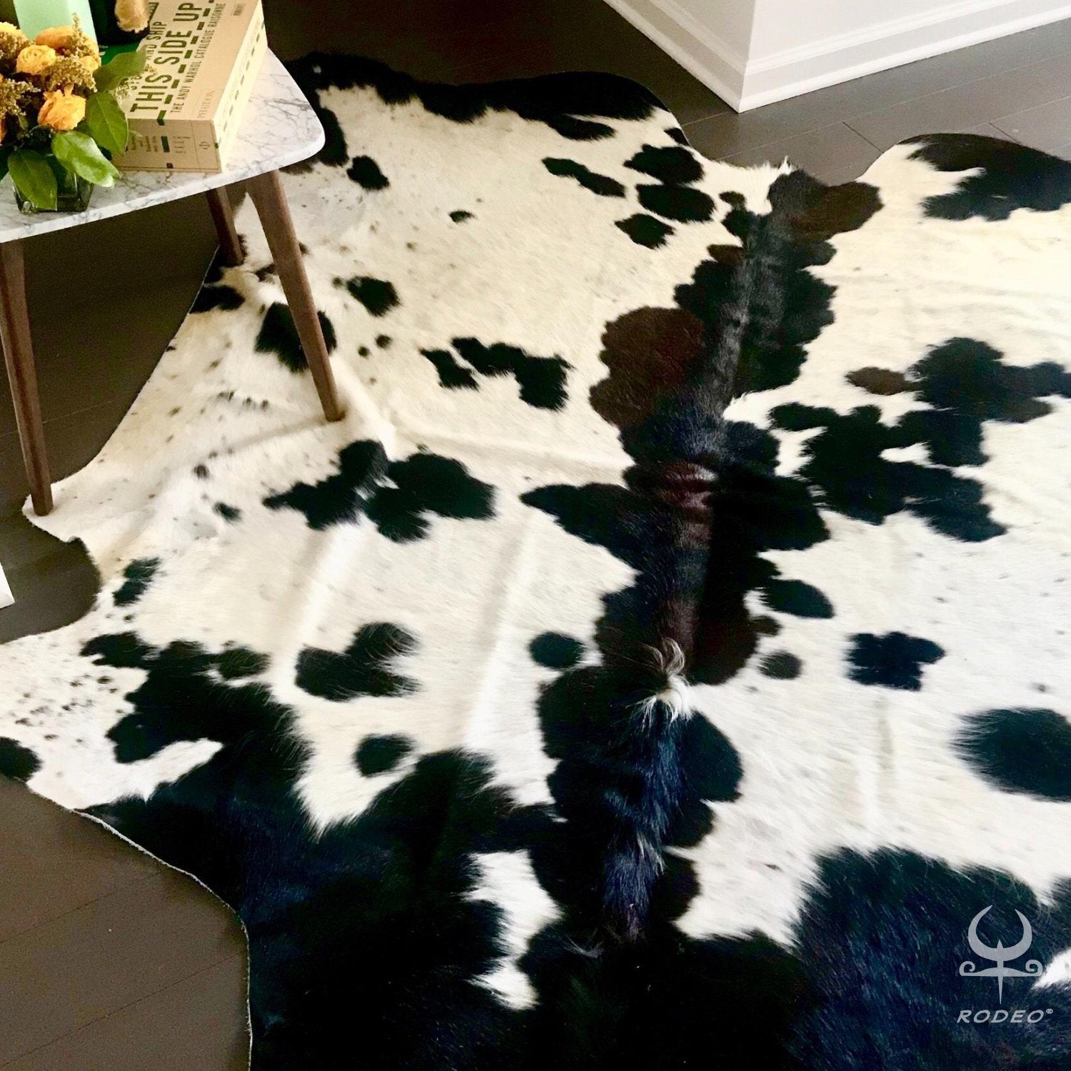 Black and White Cowhide Rugs Black White Cow Skin Cow Hide Rug Large Holstein authentic 5 X 4 Cowhide Floor Rug Brazilian Cowhide Rug Same as Picture