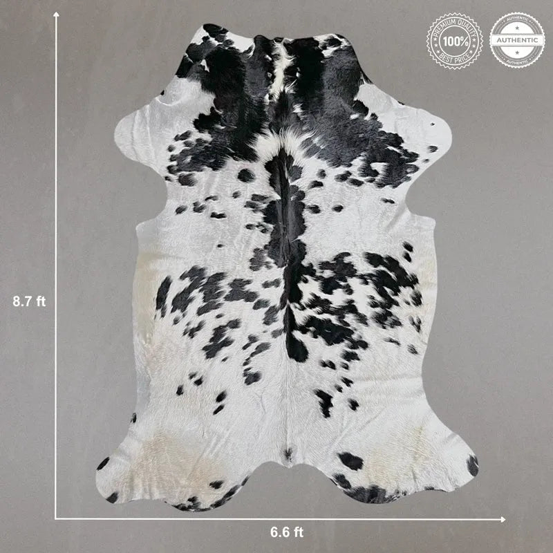 Extra Large Black and White Cowhide Rug Size 6.6x 8.7 ft - 5266F