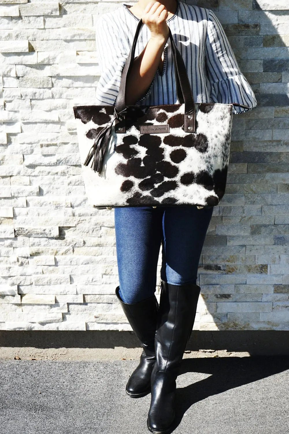 Genius leather hair on cowhide women's Tote bag