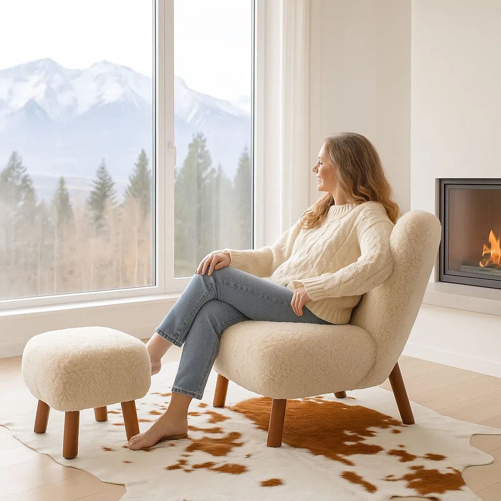 Genuine Sheepskin Accent Lounge Chair: Cozy Scandinavian Luxury for Your Home 1 genuine sheepskin accent lounge chair