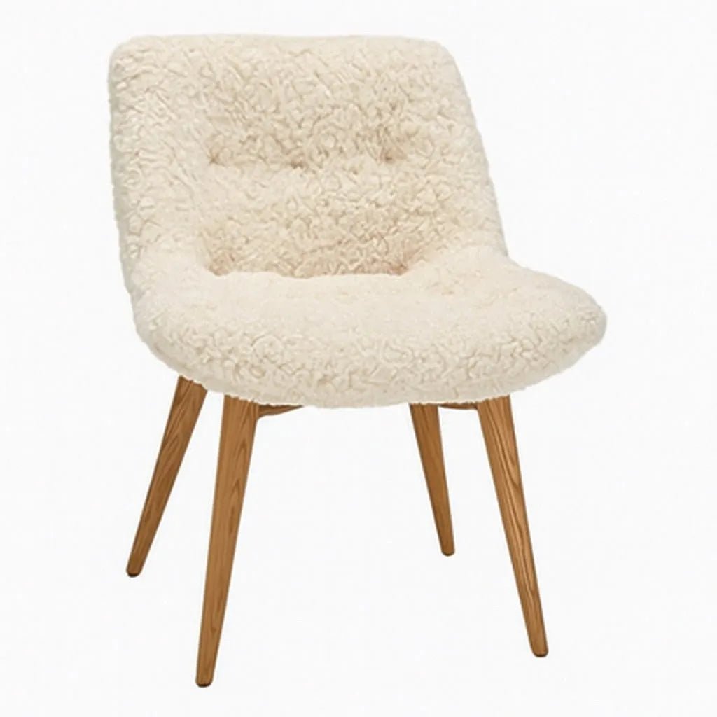 Genuine Sheepskin Dining Chair: Nordic Comfort Meets Timeless Elegance 1 Genuine Sheepskin Dining Chair