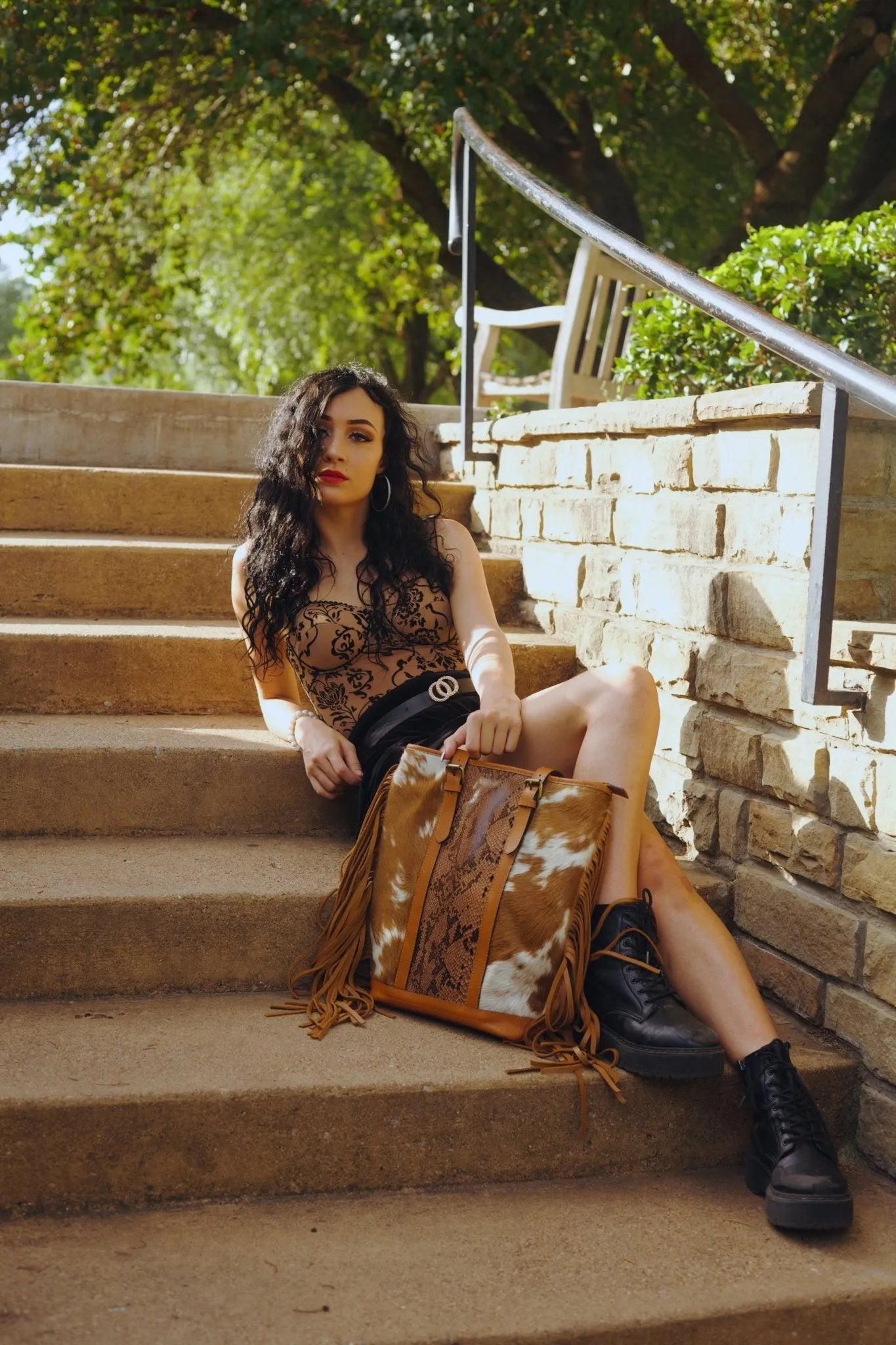 Hair on genius leather hair on cowhide women's tote bag