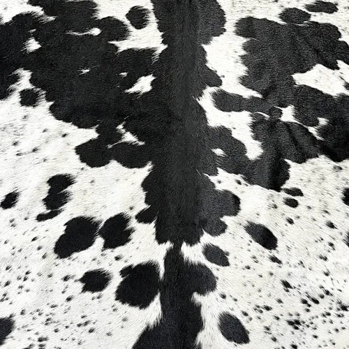 Large Black and White Cowhide Rug Size 6.2 x 7.2 ft - 5369Q