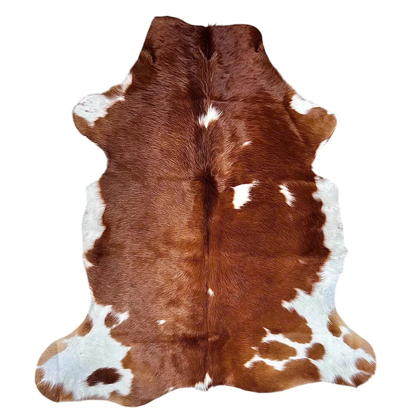 Large Brown and White Cowhide Rug H248 - 5.2x5.9