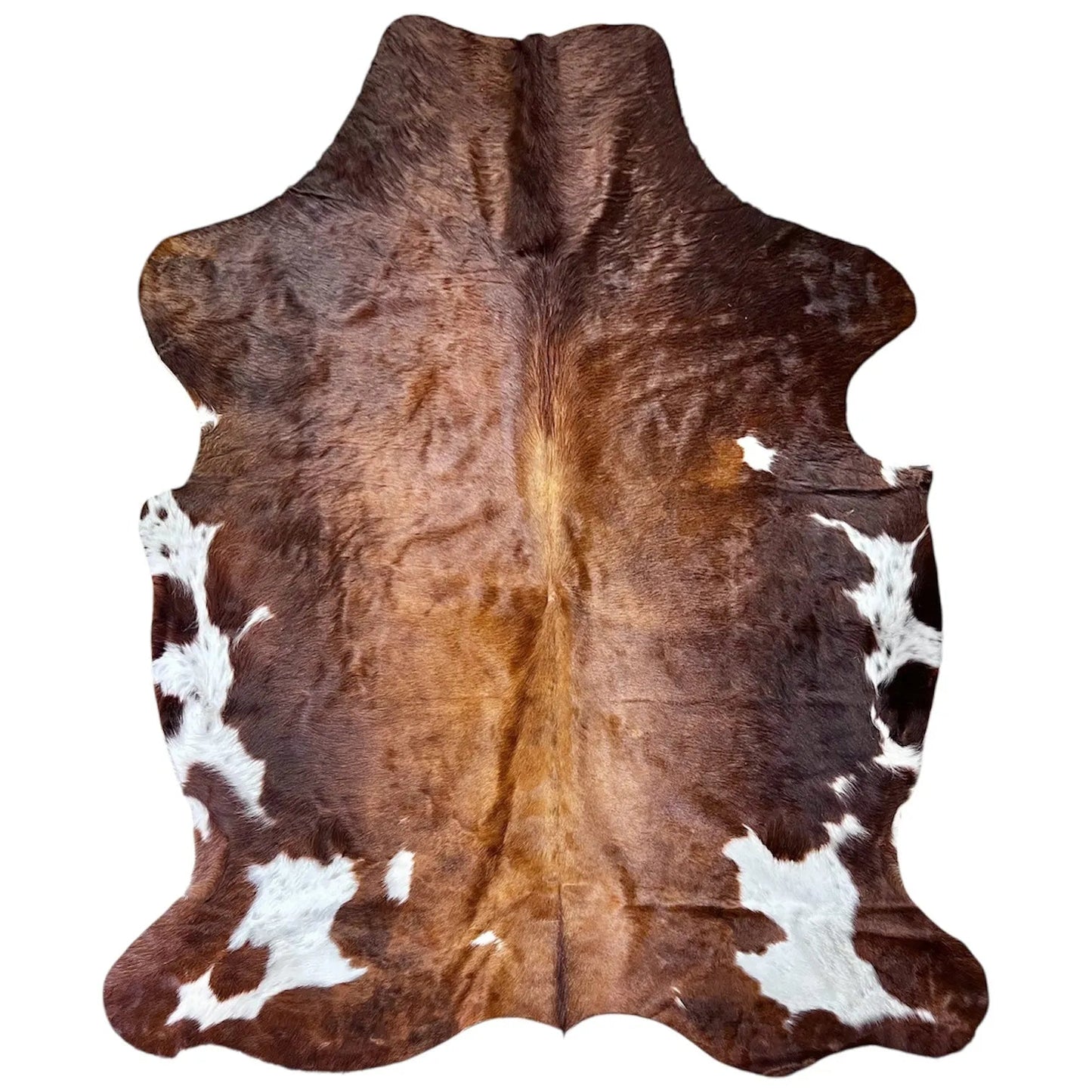 Large Brown and White Cowhide Rug I294 - 5.9x6.6 ft