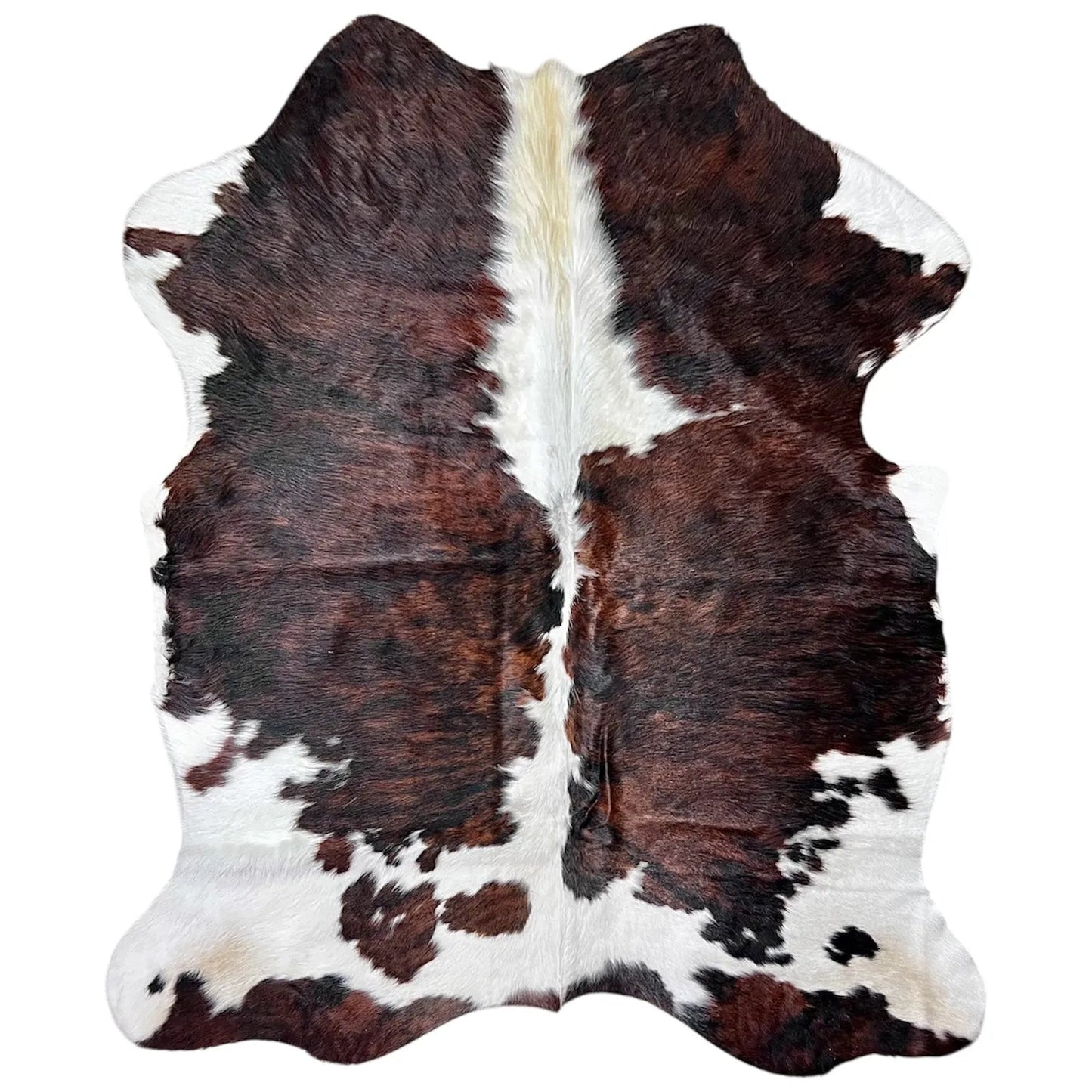 Large Tricolor Cowhide Rug I285 - 5.3x5.11 ft