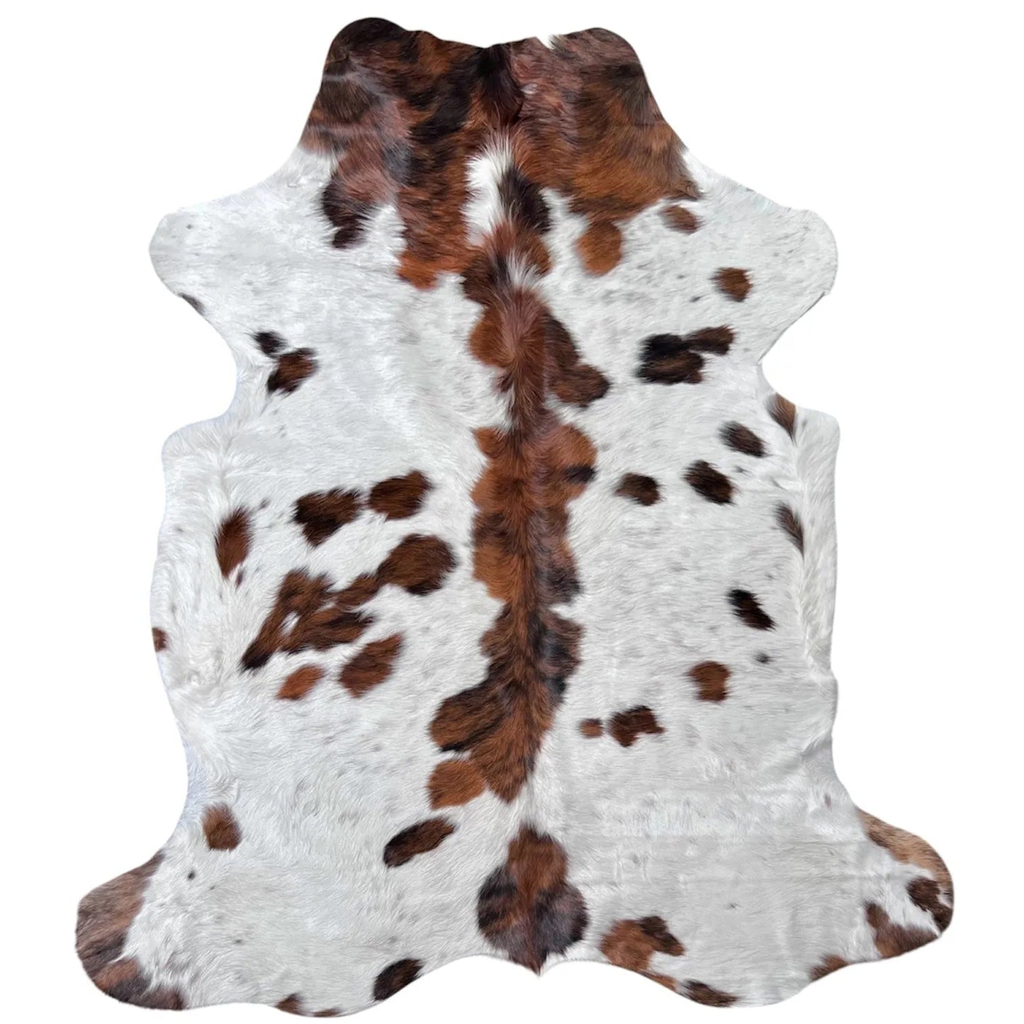 Large Tricolor Cowhide Rug J321 - 6x 6.2 ft