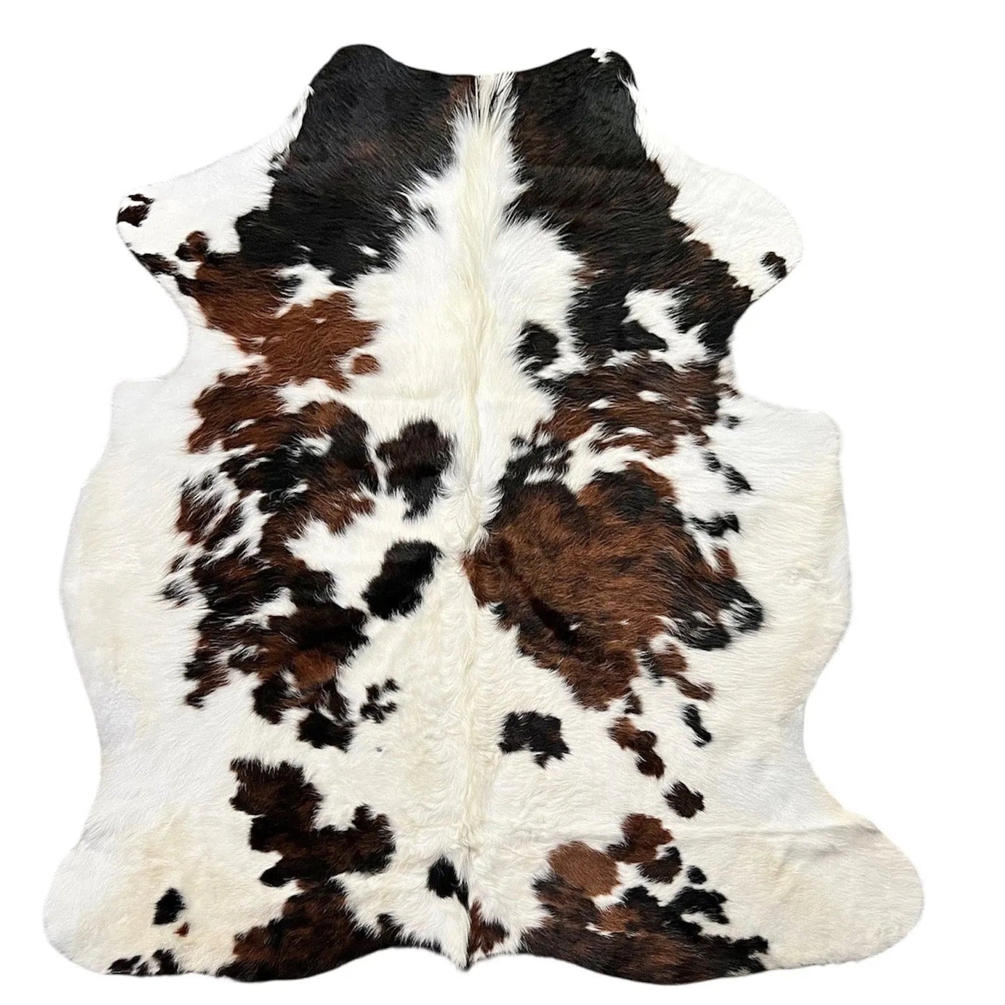 Large Tricolor Cowhide Rug J333 - 5.5x 6 ft