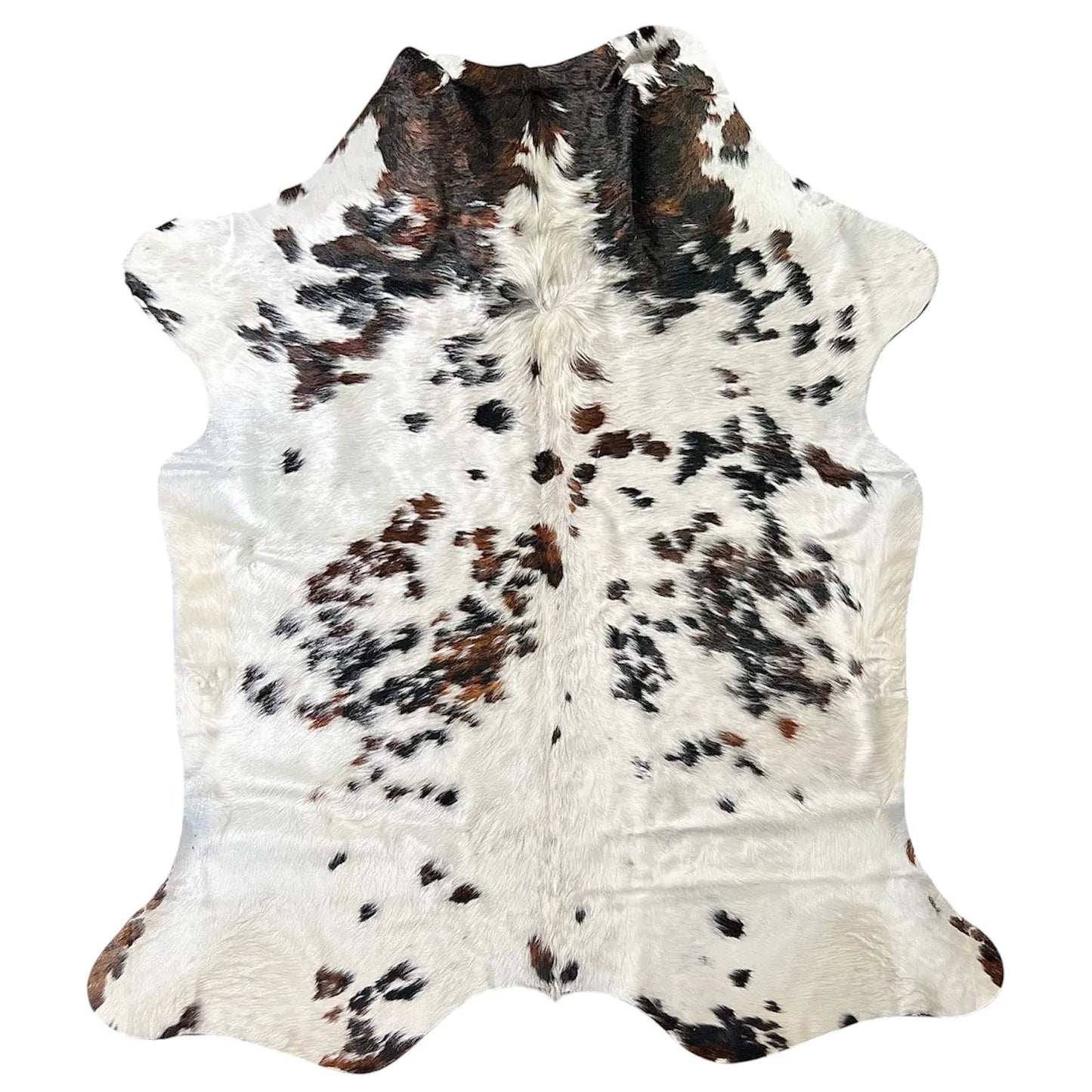 Large Tricolor Cowhide Rug O526 - 5.7x 6.9 ft