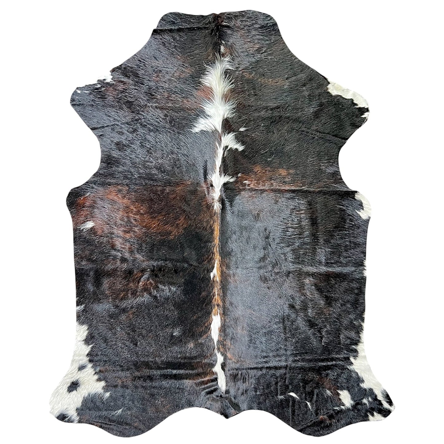Large Tricolor Cowhide Rug O527 - 5.3x 6.11 ft