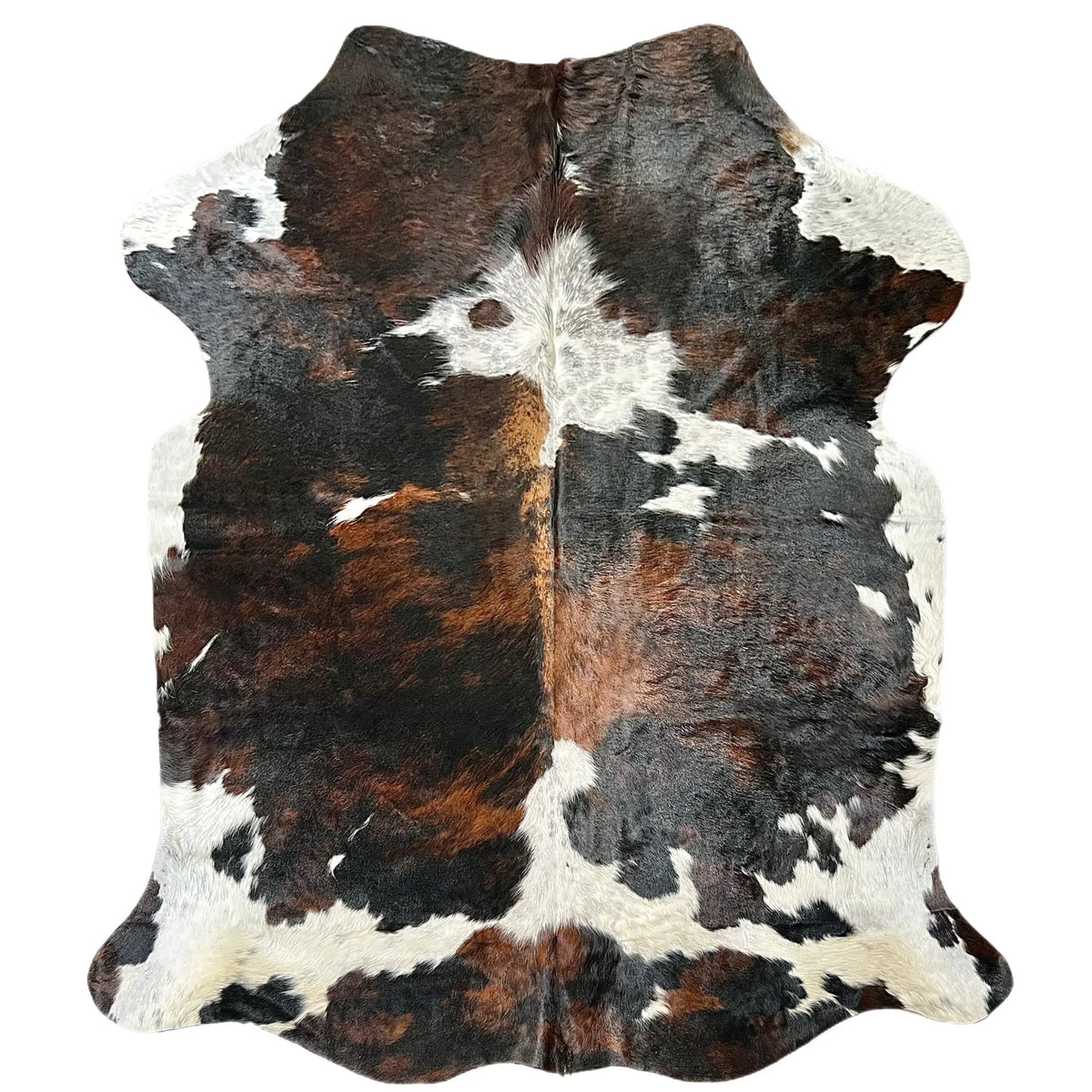 Large Tricolor Cowhide Rug S613 - 6x 6.8 ft
