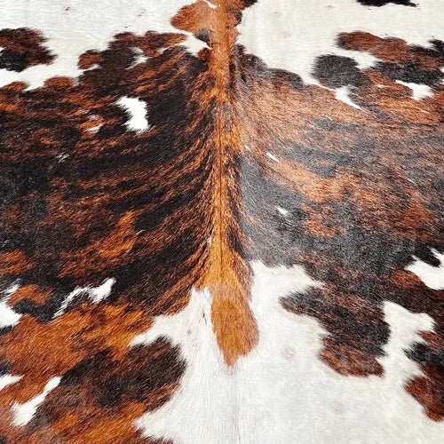 Large Tricolor Cowhide Rug Size 5.10x 7.3 ft - 5338O
