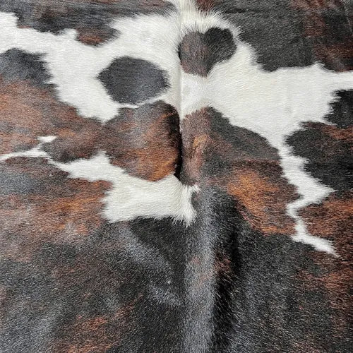 Large Tricolor Cowhide Rug Size 5.5 x 6.8 ft - 5349P