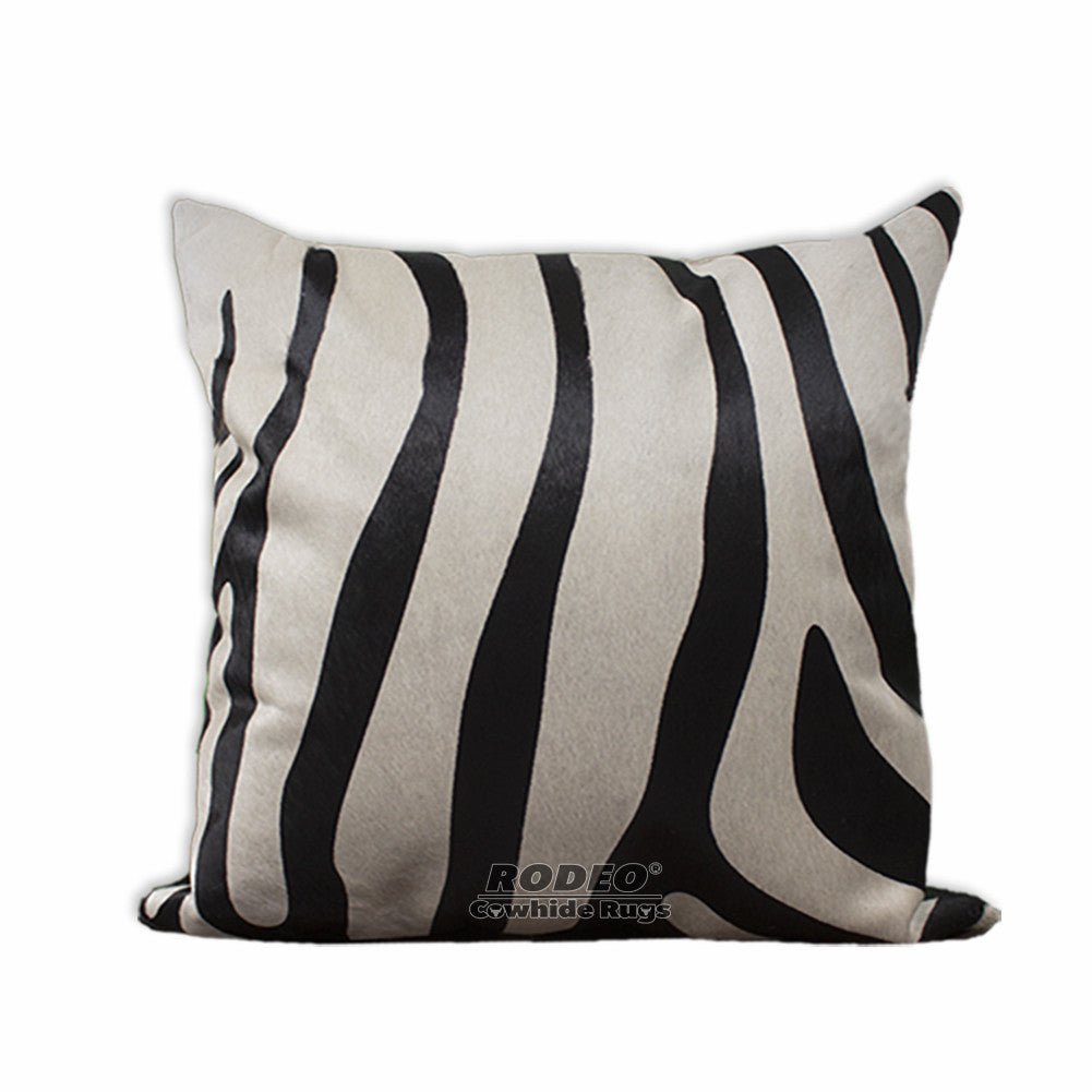 Zebra Print Cowhide Pillow Case - Rodeo Cowhide Rugs17 x 17 in