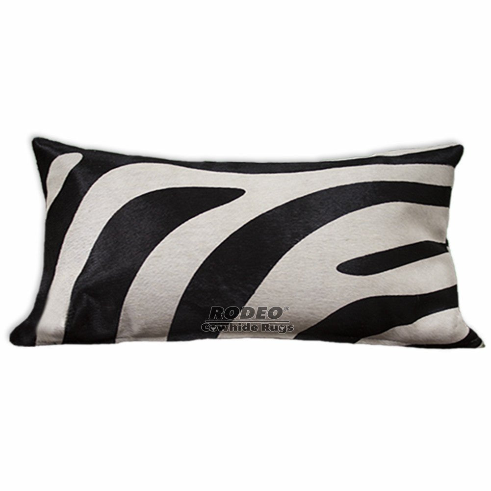 Zebra Print Cowhide Pillow Case - Rodeo Cowhide Rugs20 x 12 in