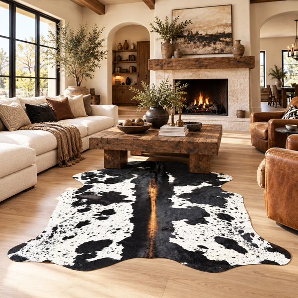 cowhide rug living room