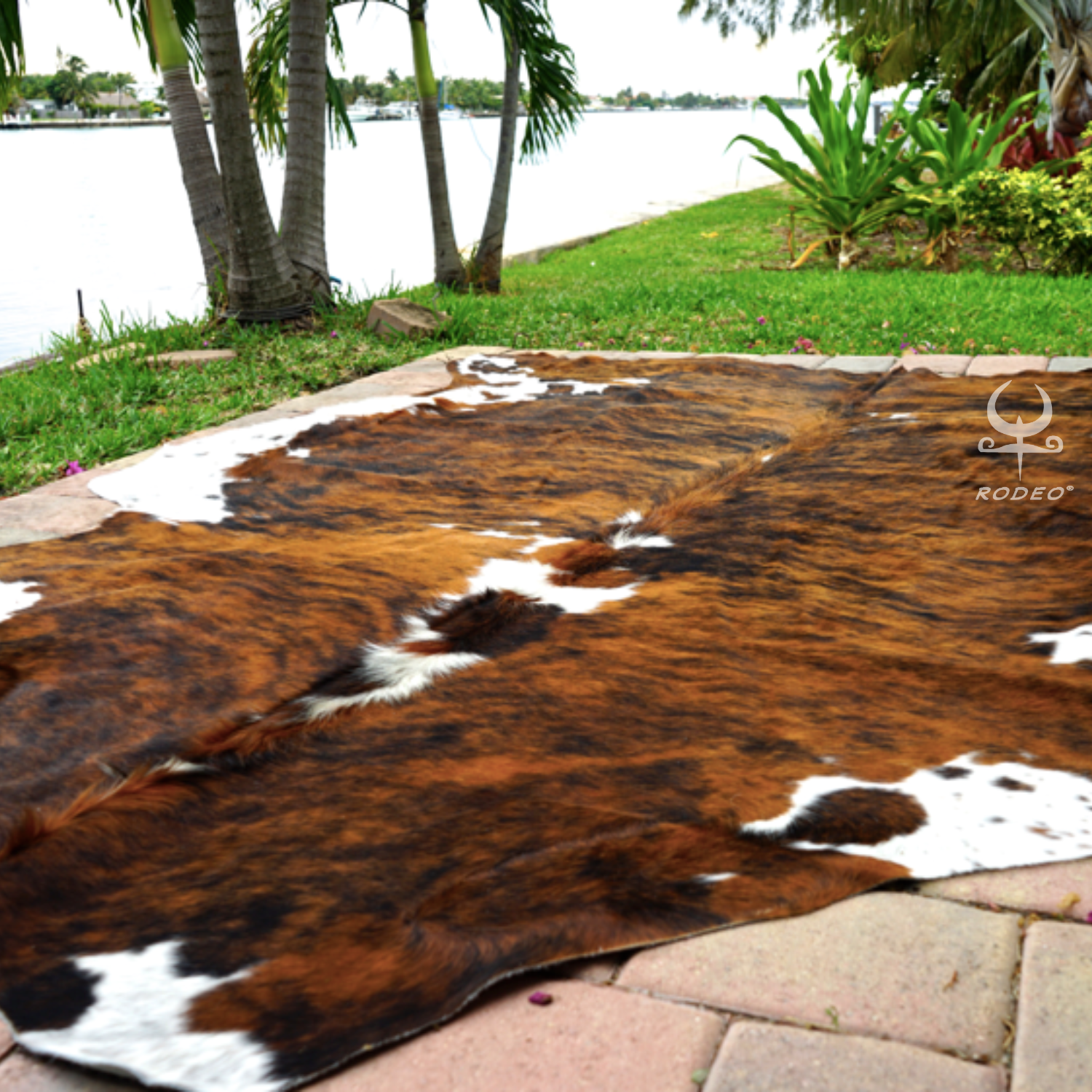 Exquisite brown brindle cowhide rug