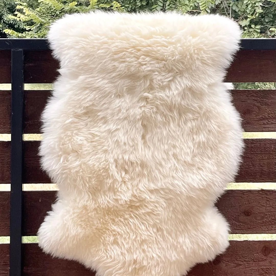 2 Pelts Sheepskin Rug Natural Ivory