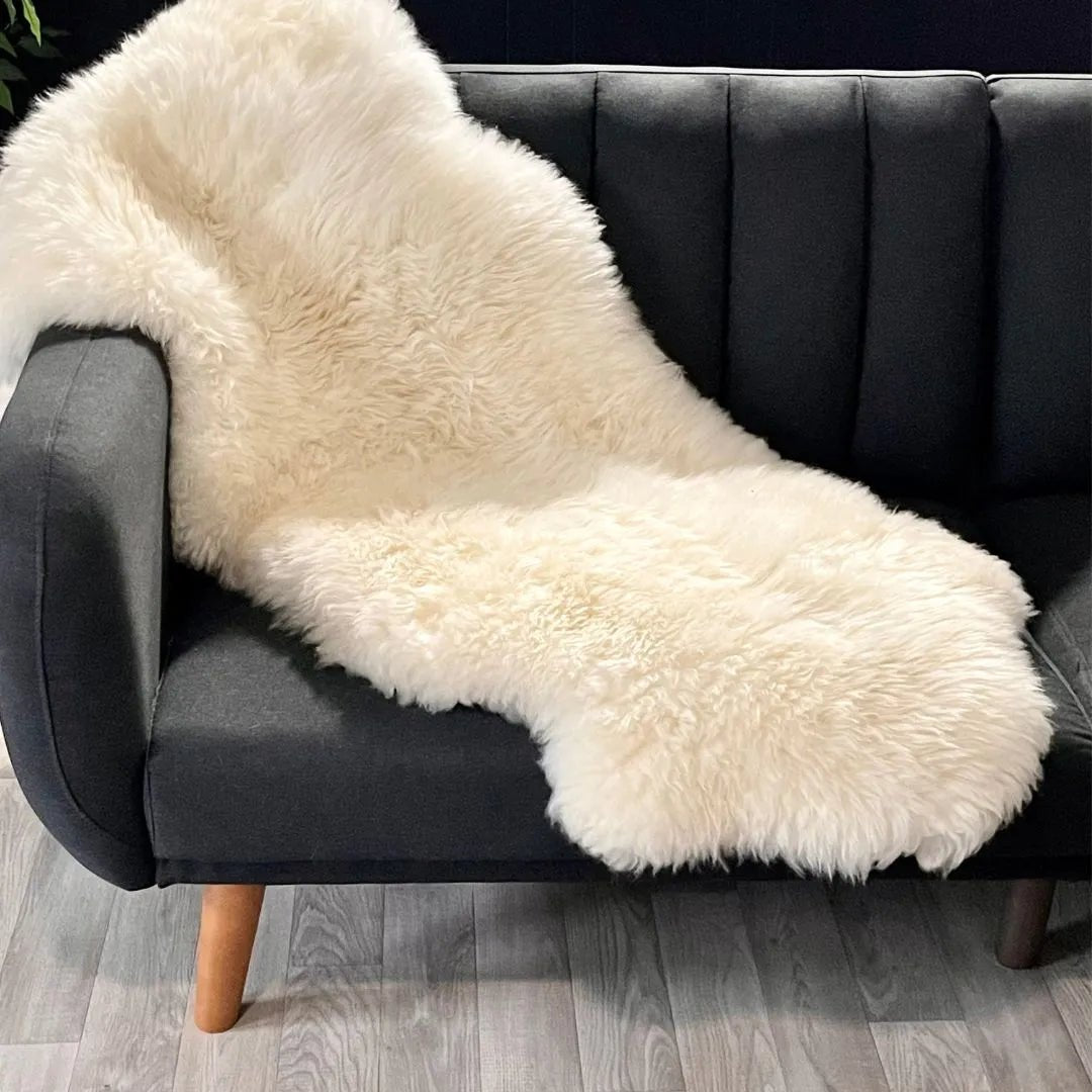 2 Pelts Sheepskin Rug Natural Ivory