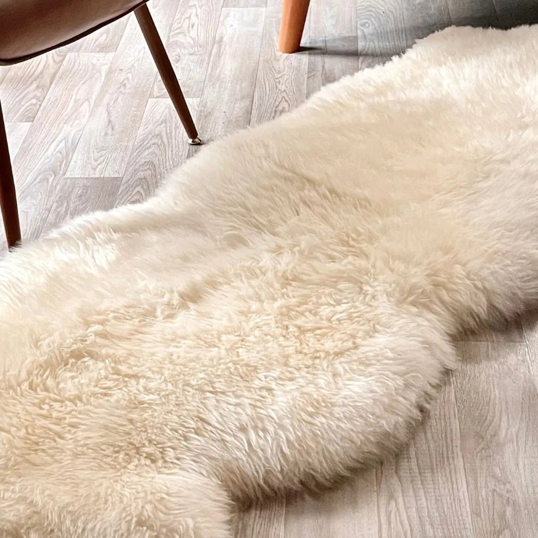 2 Pelts Sheepskin Rug Natural Ivory