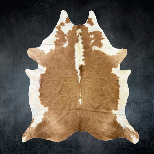 Extra Large Cowhide Rug in Brown, White, and Tan