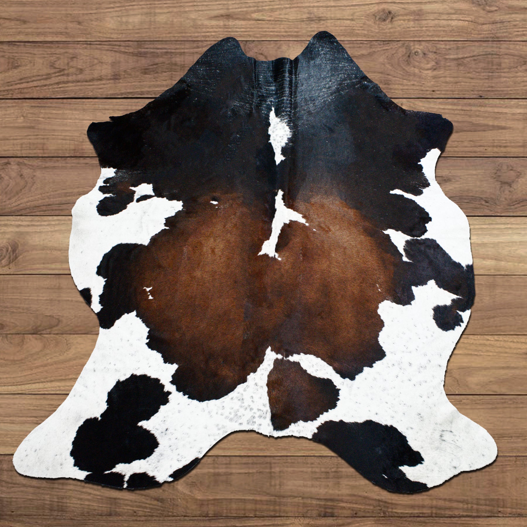 Extra Large RODEO chocolate and cream cowhide rug 5.10 x 7.6 ft 443