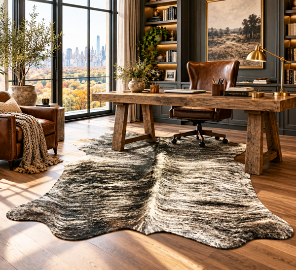 cowhide rug for home office decor