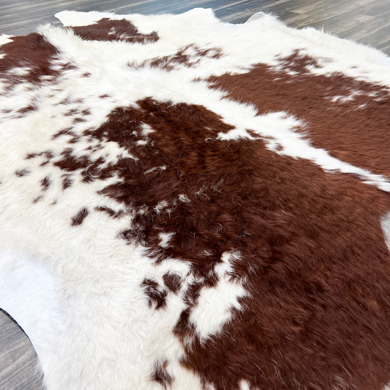 Classic White and Brown Cowhide Rug