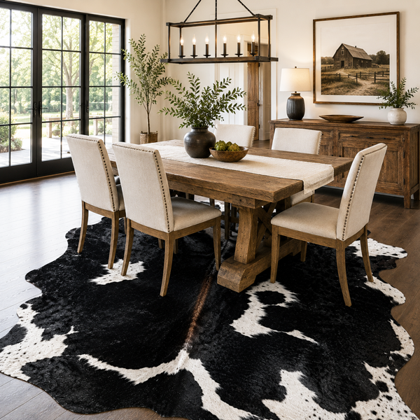 Authentic Large Black Cowhide Rug