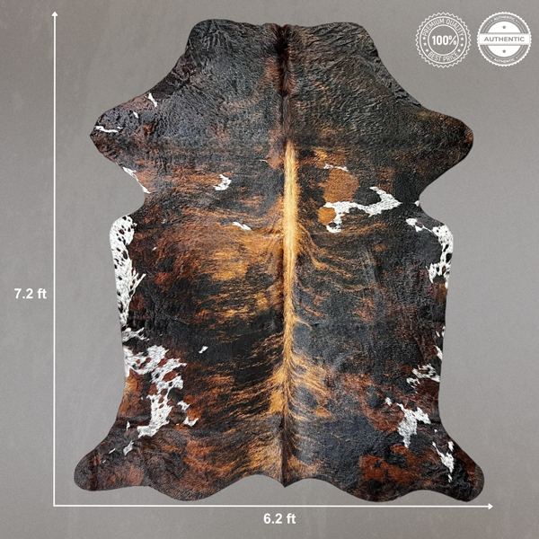 Large Brindle Cowhide Rug Size 6.2 x 7.2 ft ---5346P