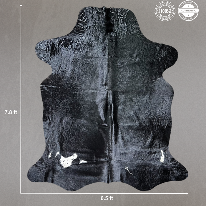 Extra Large Natural Black Cowhide Rug Size 6.5 x 7.8 ft ---5356P
