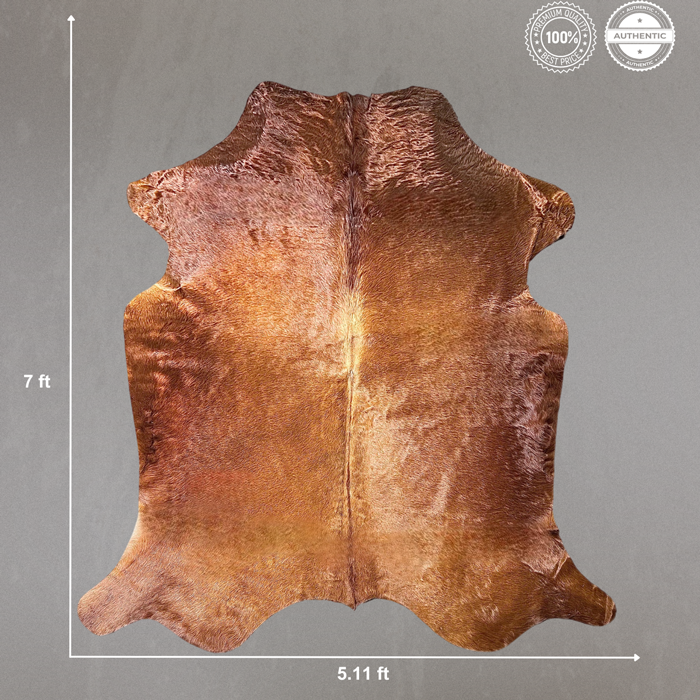 Large Brown Cowhide Rug Size 5.11 x 7 ft ---5367J