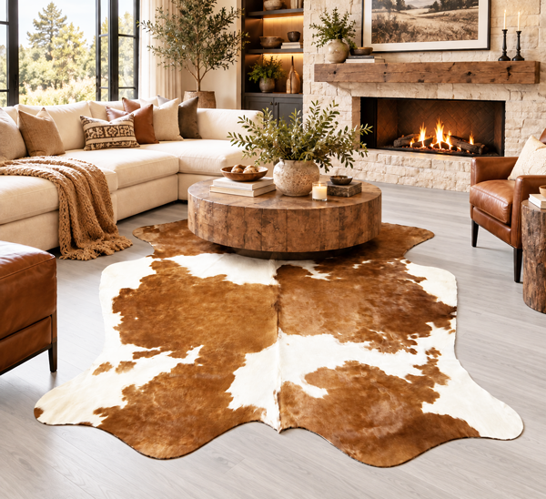 extra large brown and white cowhide rug for living room