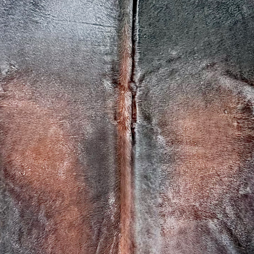 Large Black Reddish Cowhide Rug Size 5.10 x 7 ft ---5373