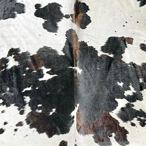 Extra Large Tricolor Cowhide Rug Size 6.6 x 8.2 ft ---5344P
