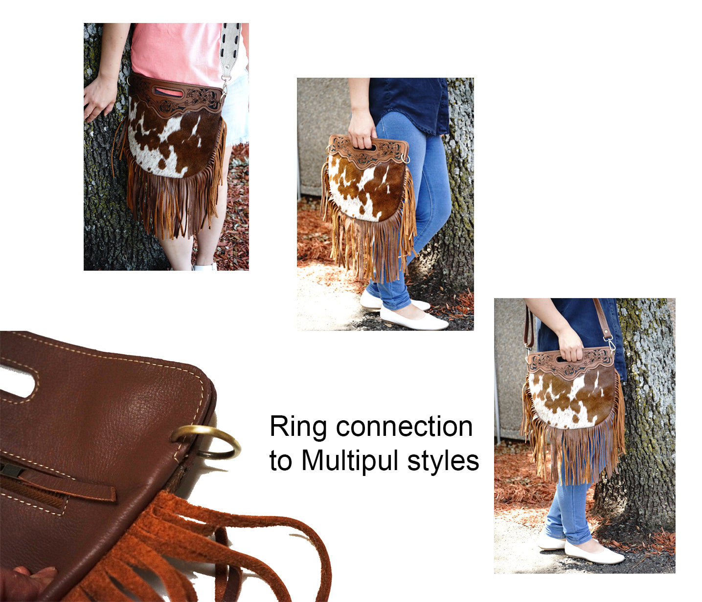 Fringed Crossbody Cow Hair Purse - Rodeo Cowhide Rugs
