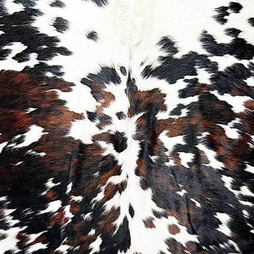 Extra Large Tricolor  Cowhide Rug Size 6.7 x 8.6 ft ---5371Q