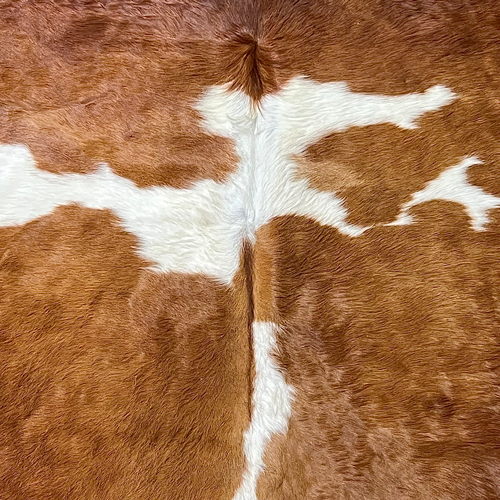 Extra Large Brown and White Cowhide Rug Size 6.8 x8.2 ft ---5380S