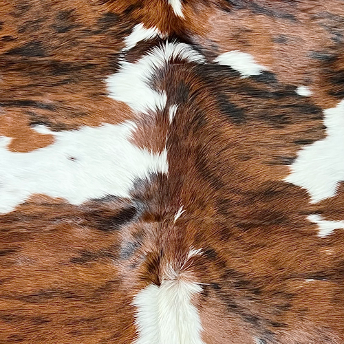 Extra Large Tricolor Cowhide Rug Size 6.7 x7.7 ft ---5383S