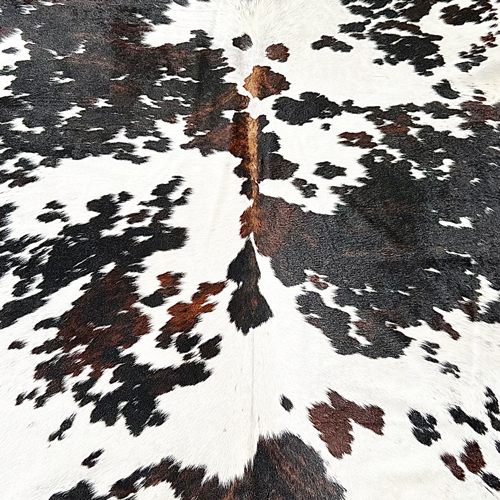 Extra Large Tricolor Cowhide Rug Size 5.10x 7.4 ft ---5337O
