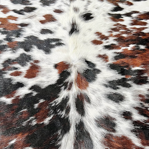 Extra Large Tricolor Cowhide Rug Size 6.4x 7.7 ft ---5341P