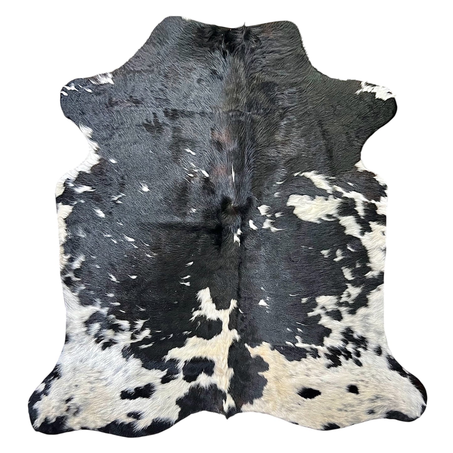 Dark tricolor cowhide rug