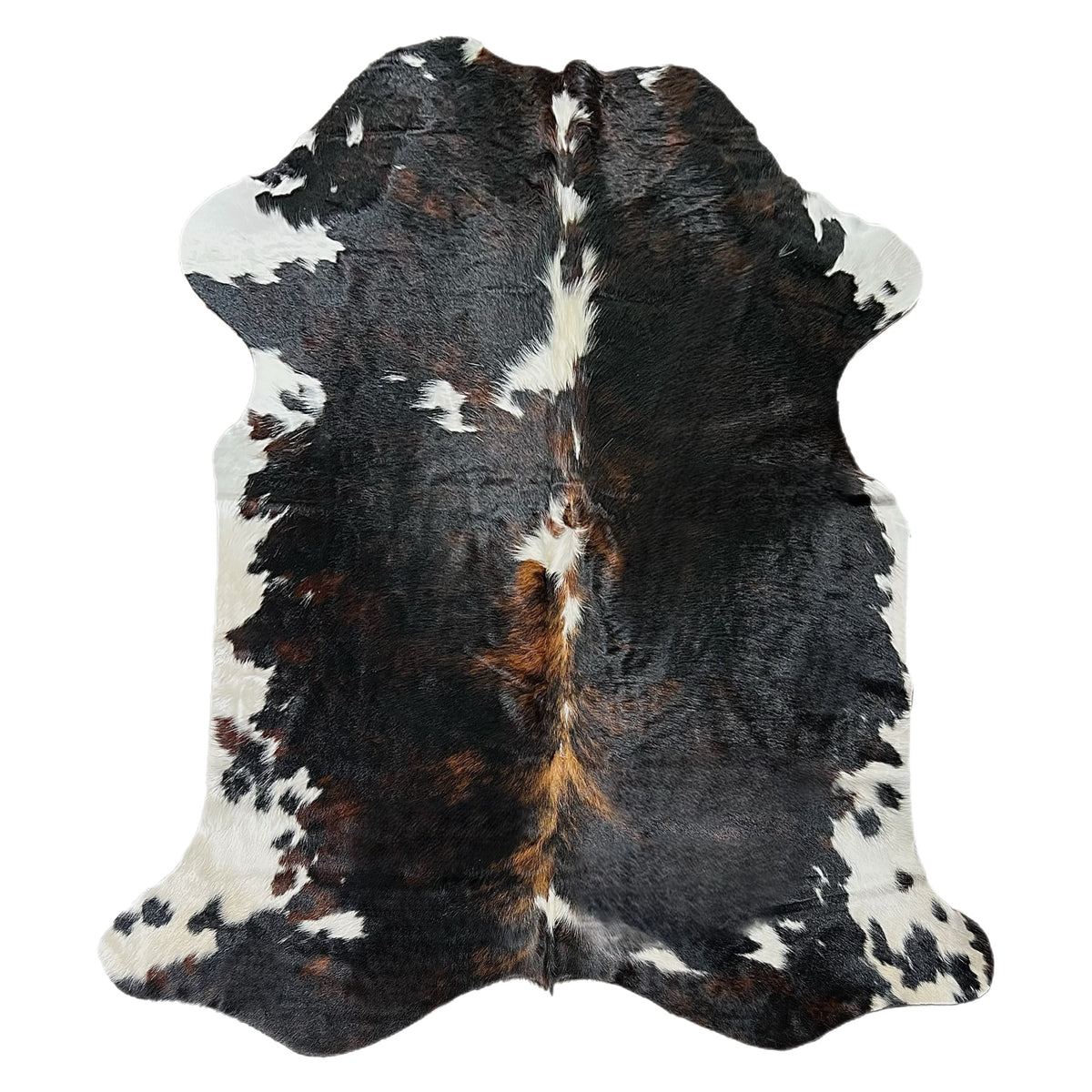 Dark tricolor cowhide rug for sell DFW