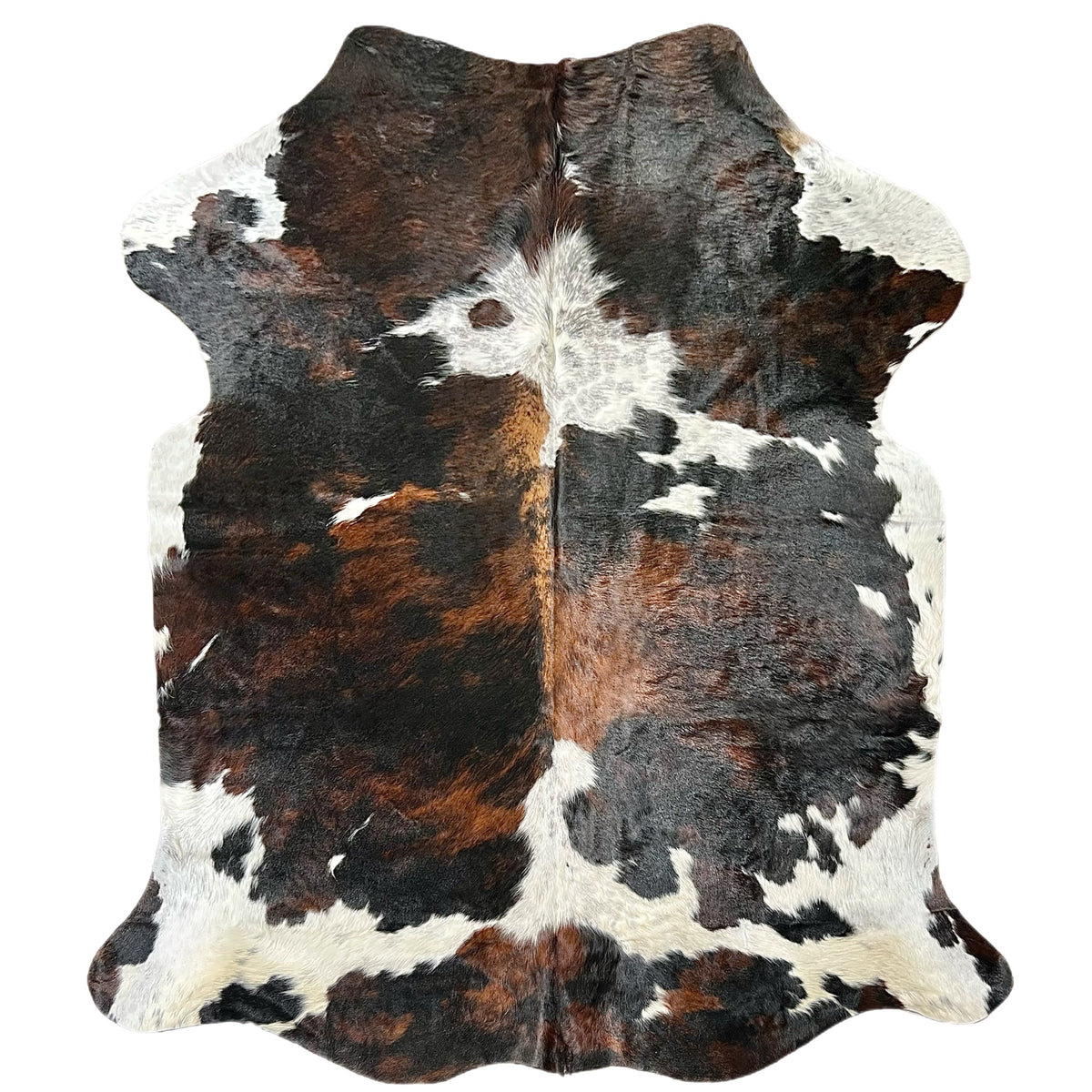 Large tricolor cowhide rug