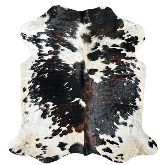Large tricolor cowhide rug for sale